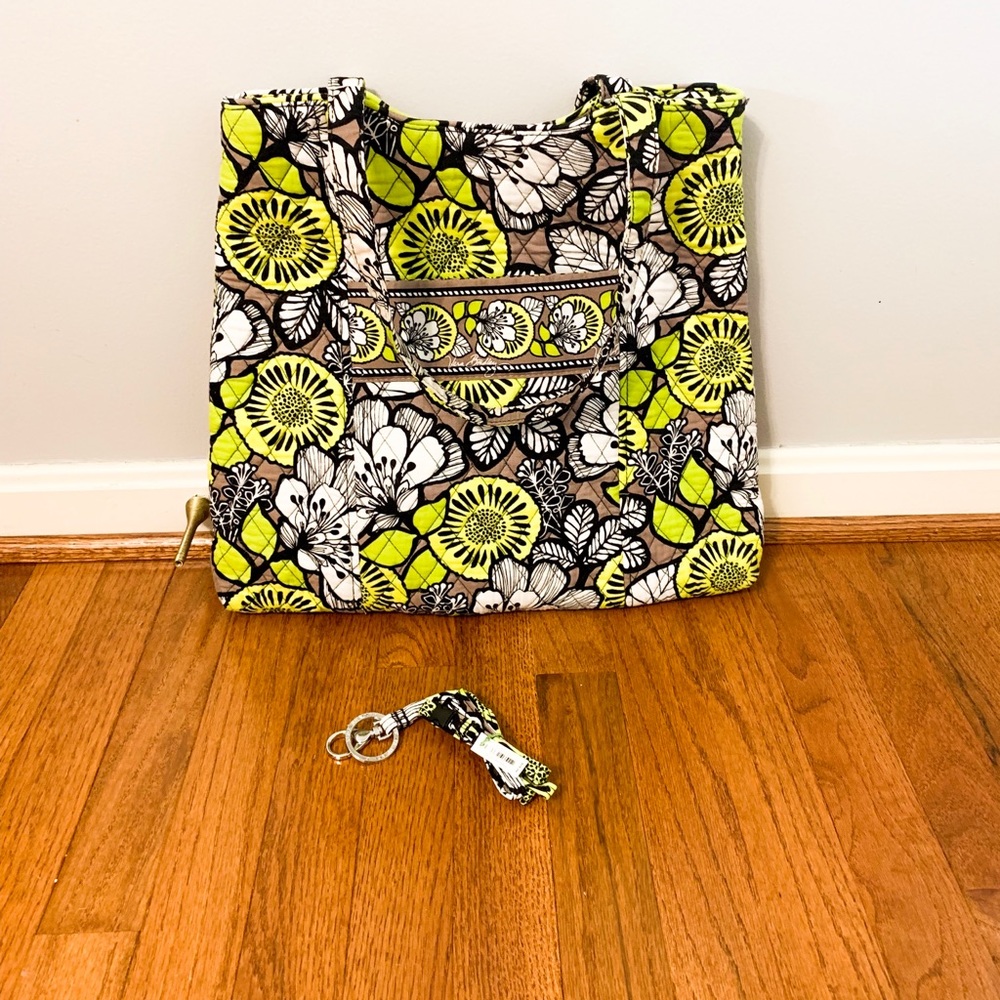 Vera Bradley shoulder tote with lanyard